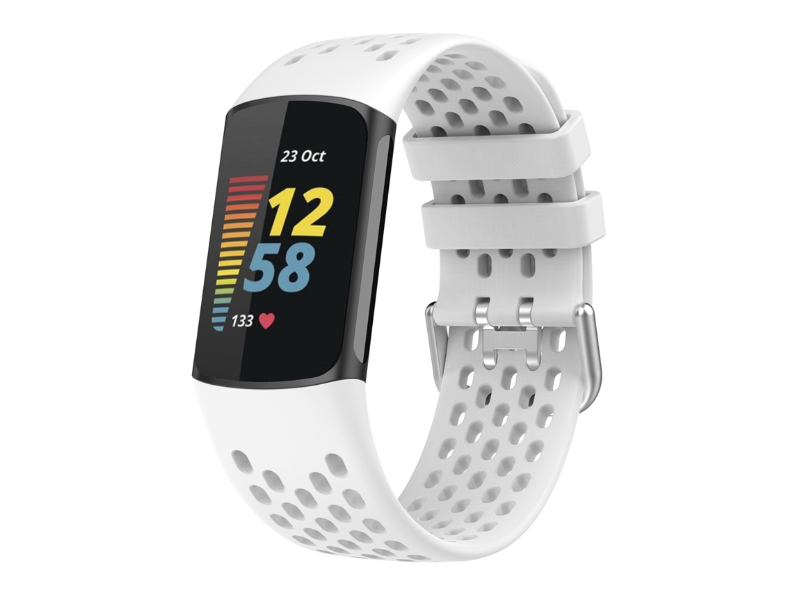 Bracelete de Smartwatch para Fitbit Charge 6 desportiva de silicone respirável de cor sólida (branca)