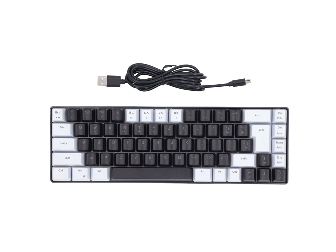 Teclado Gaming Membrana 68 Teclas Rgb Retroiluminado Usb Para Win Office Hogar Blanco Negro
