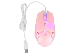 Mouse USB RGB com Iluminação, 6 Botões, Ajuste Dpi, Ergonômico para PC, Laptop Rosa S/MARCA