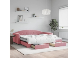 Vidaxl Sofá-cama Com Gavetão E Gavetas 100x200 Cm Veludo Rosa