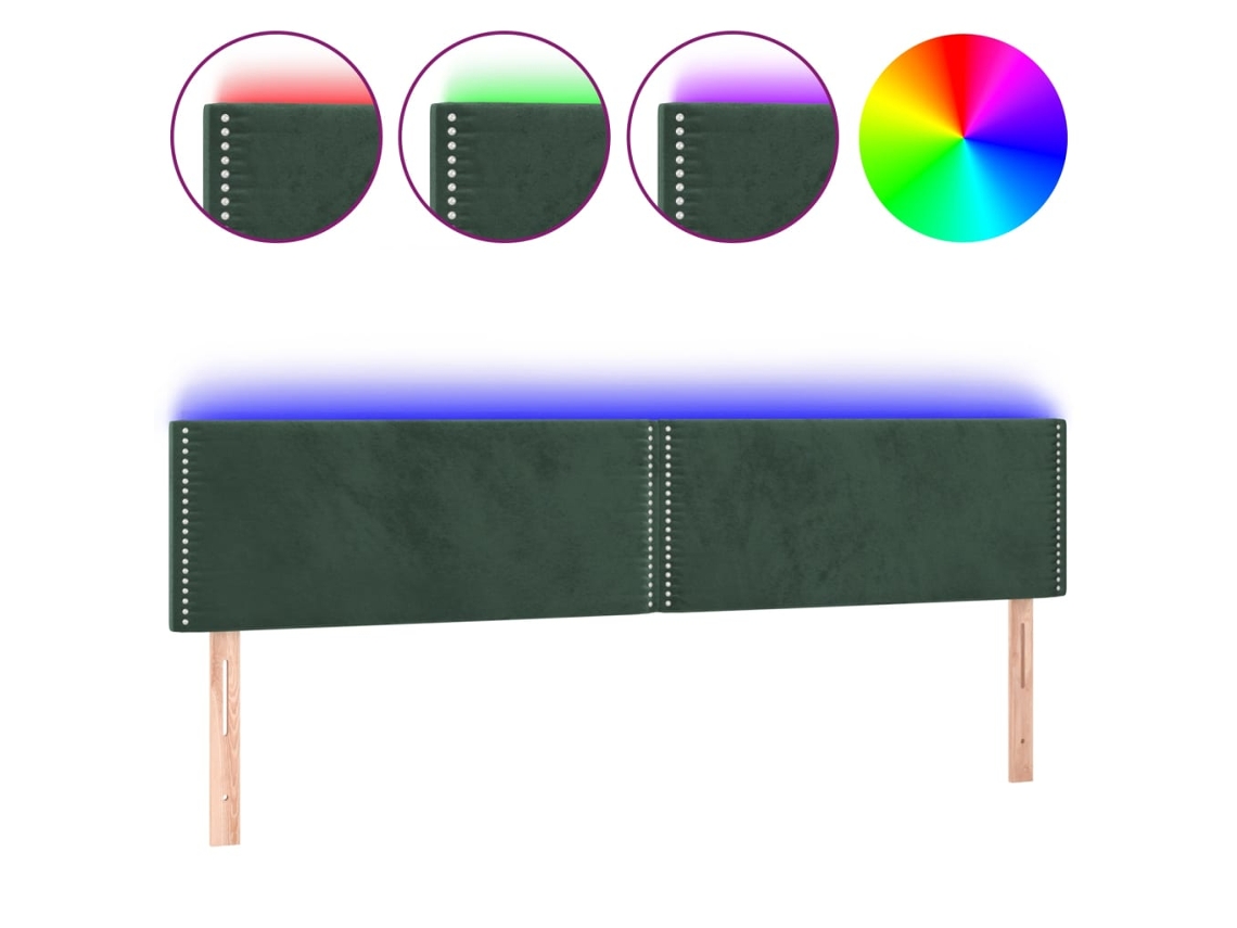 Led Headboard, Led Headboards Vidaxl Verde Veludo (200 X 5 X 78/88 Cm)