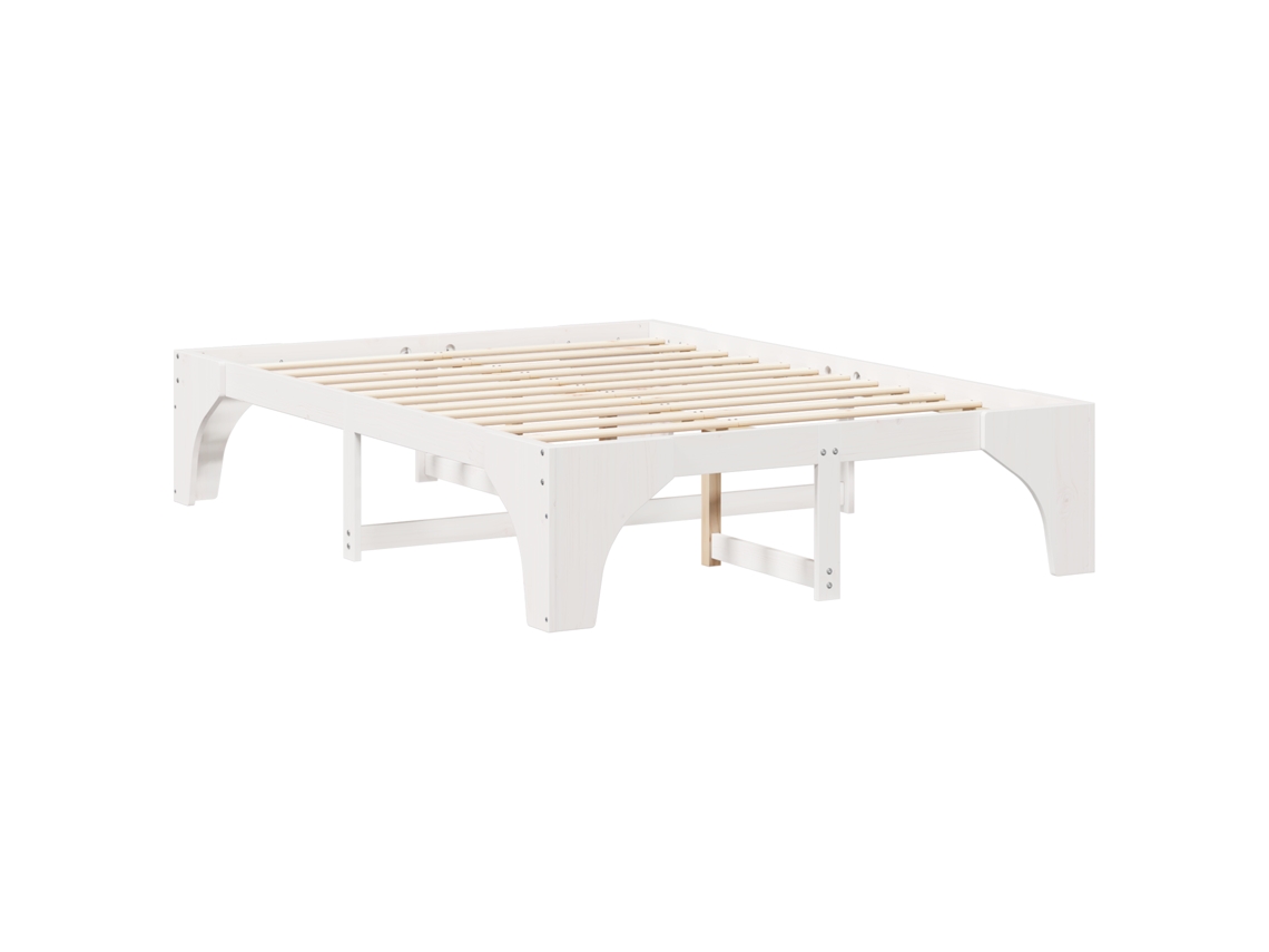 Conjunto 1 Estrutura Da Cama Vidaxl Branco Madeira De Pinho Maciça (150 X 200 Cm)