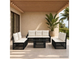 Vidaxl Conjunto De Sofá De Jardim 8 Unid. Preto E Branco Creme Vime Pe