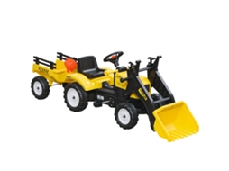 Trator a pedais para crianças acima de 3 anos, com reboque, pá escavadora, 167x41x52 cm, amarelo/preto | S/MARCA