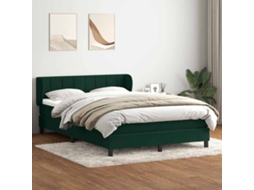 Vidaxl Cama Com Molas/colchão 160x220 Cm Veludo Verde-escuro
