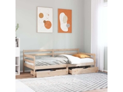 Vidaxl Sofá-cama Com Gavetas 90x190 Cm Madeira De Pinho Maciça
