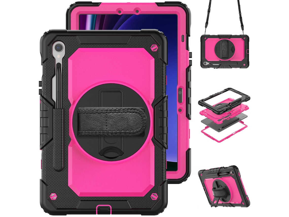 Capa Protetora Para Tablet Com Alça De Ombro, Suporte E Proteção Contra Quedas, Compatível Com Samsung. Pc Vermelho Rosado Tablet Galaxy Preto Ushion