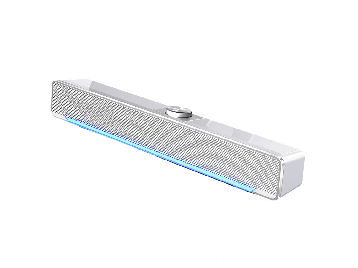 Soundbar HEXINYIGJLY com Graves Usb 3.5mm Altifalante estéreo com luz Led, para computador e portátil branco