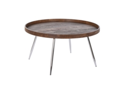 Mesa de Centro, Aço, Mdf, Marrom, 78x78x41,5cm ALEXANDRA HOUSE LIVING