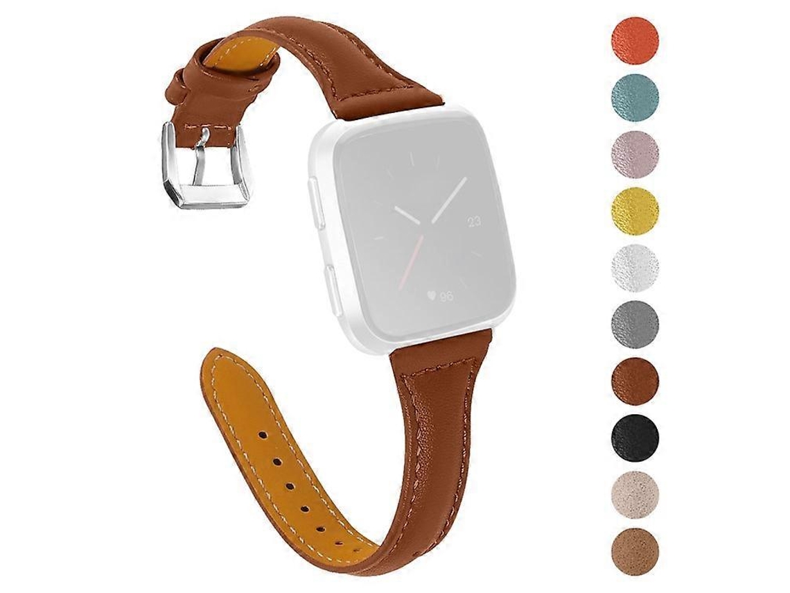 Pulseira de substituição elegante em couro bovino genuíno compatível com Fitbit Versa 2/Versa/Versa Lite/Versa SE/Ebike
