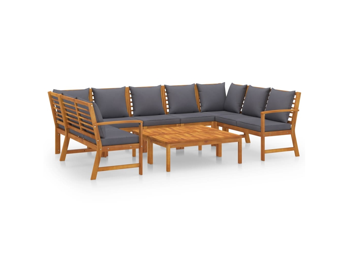 Maison Exclusive - 9 Pcs Conjunto Lounge De Jardim C/ Almofadões Acácia Maciça