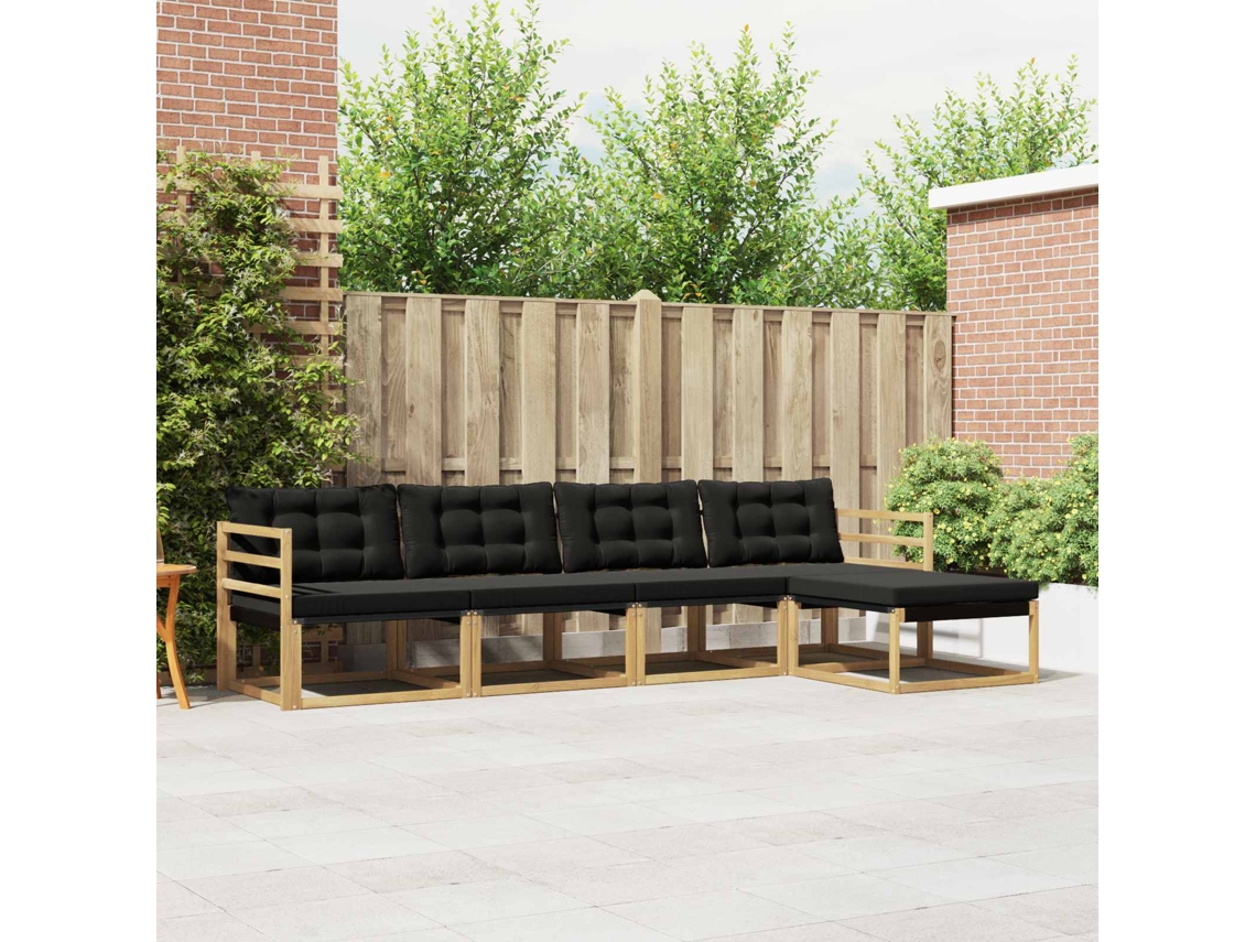 Vidaxl Conjunto De Sofás Para Exterior 5 Pcs Branco E Preto
