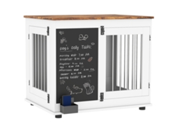 Gaiola Cães Internas com 2 Portas, Quadrado Preto para Cães Médios 20 Kg 80 X 60 X 70 Cm Branco