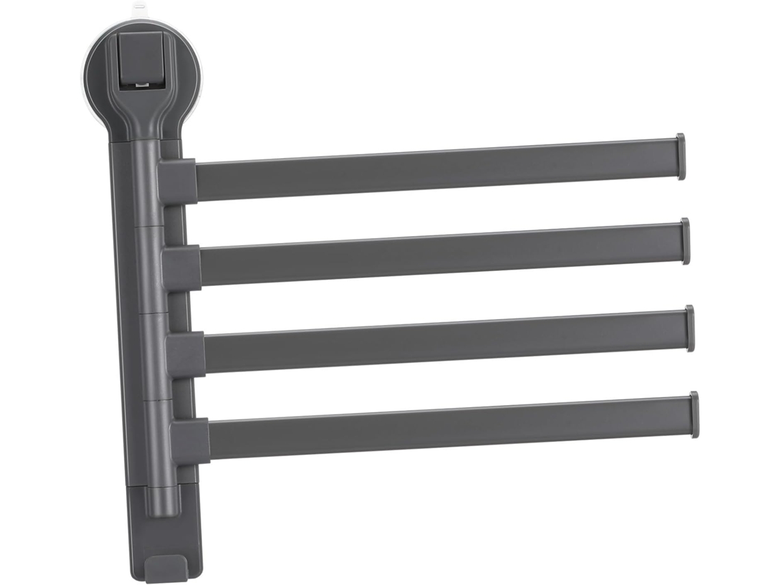 Suporte De Toalhas Ajustável Com 4 Ventosas, Suporte Giratório De Metal Cinza Para Parede, Ideal Para Organização Do