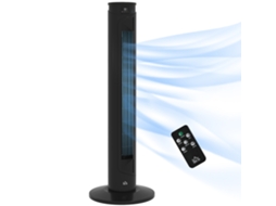 Ventilador de torre com controle remoto, timer de 12h, modo noturno, 3 velocidades, oscilação de 70°, preto ZENCORE SERVICES