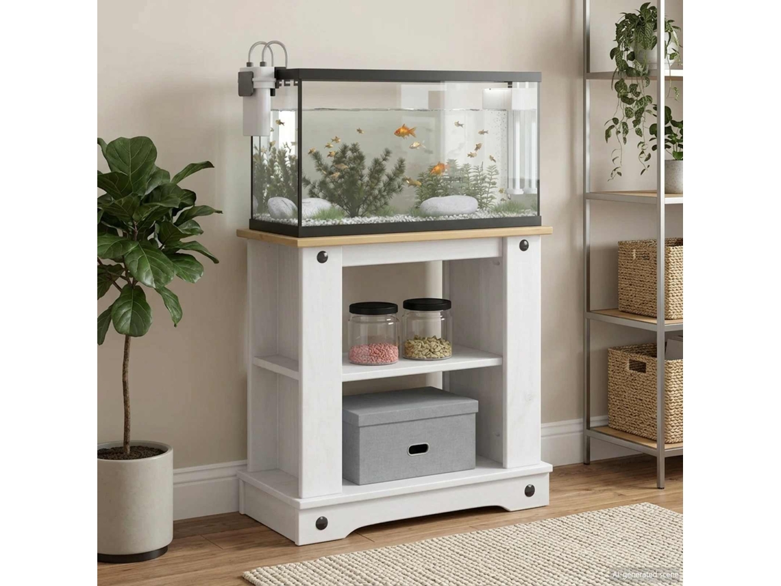 Vidaxl Suporte Para Aquário Corona Branco E Marrom 60 X 30 X 60 Cm