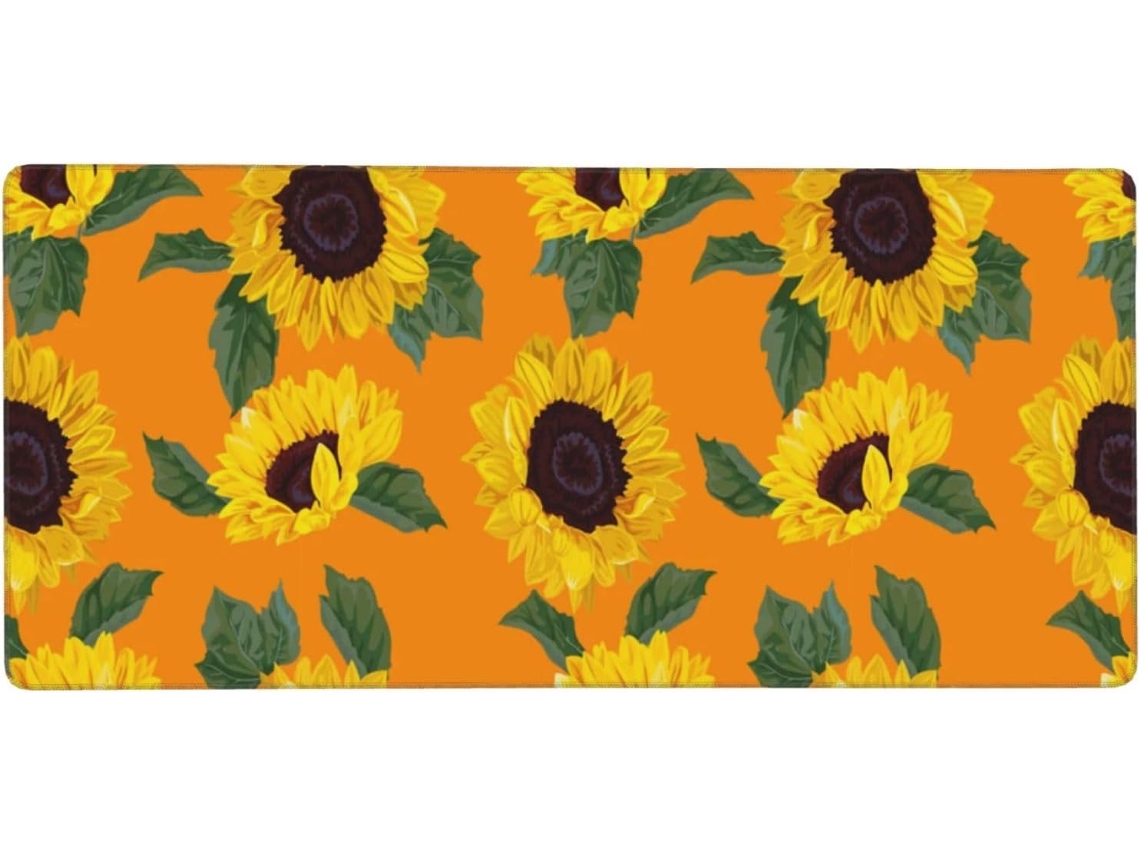 Mousepad Grande para Computador com Estampa de Girassol Sem Emendas, Base Borracha Antiderrapante, 40 X 90 Cm