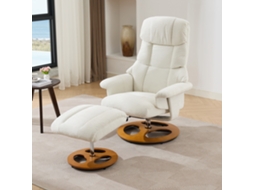 Poltrona Massagem Aquecimento Reclinável 360° Chenille Branco VELTRIX