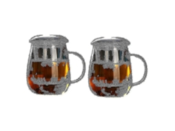 Conjunto De 2 Canecas Chá 550ml Com Tampa E Filtro, Xícaras Café, Para Chá, Caneca Cerveja, Escritório, Utensílio Bebidas, Copo Vi Aquaforge