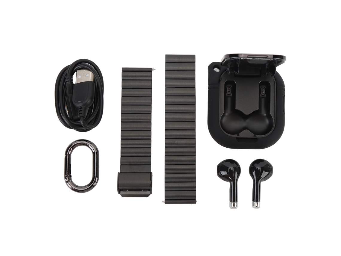 Relógio Inteligente 2 em 1 com Fones de Ouvido Bluetooth, Monitor de Atividade, Tela Tft 2.01 Polegadas