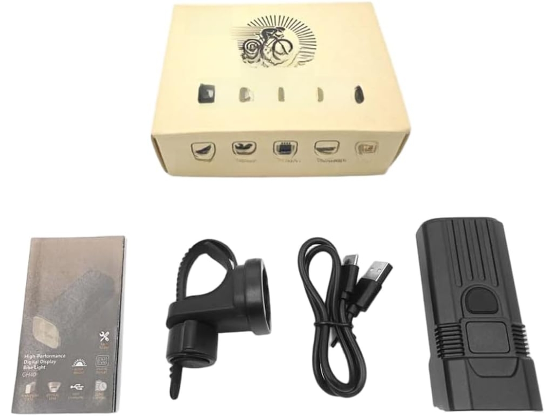 Farol De Bicicleta, 2000lm, Recarregável Via Usb-c Com