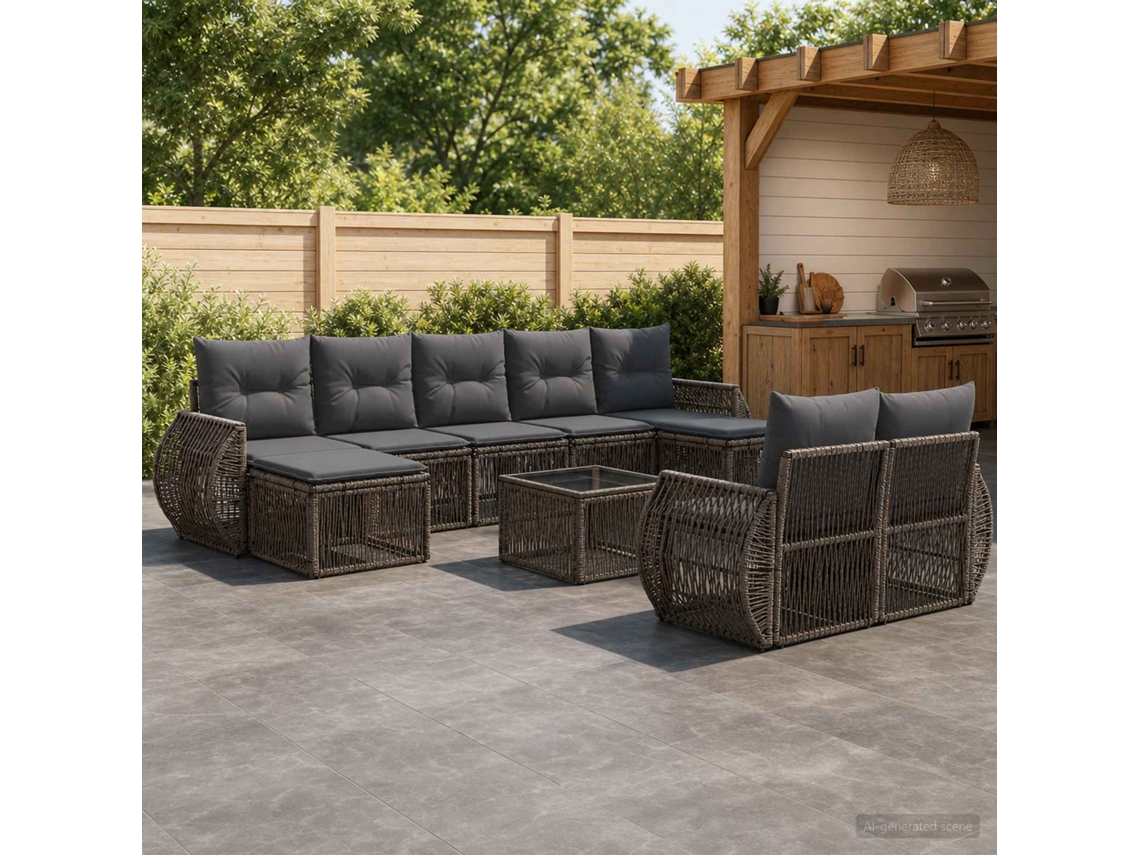 Vidaxl Conjunto De Sofá De Jardim 10 Unid. Cinza E Cinza Escuro