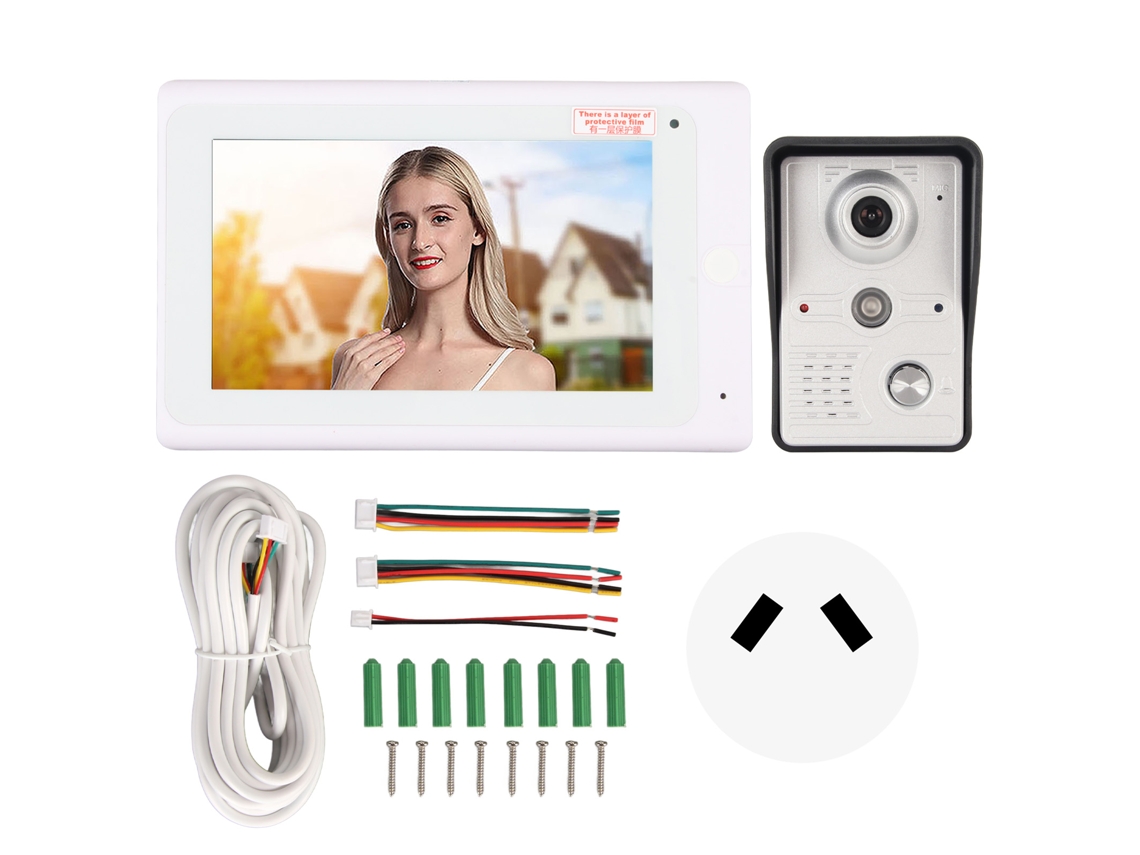 Campainha De Vídeo Com Tela 7" E Intercom 2 Vias