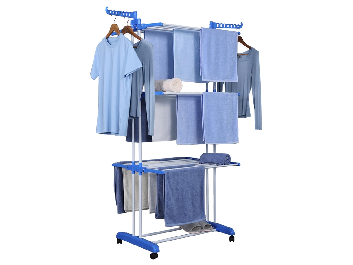 Roupeiro Móvel e Rack de Secagem Azul NORTHIX