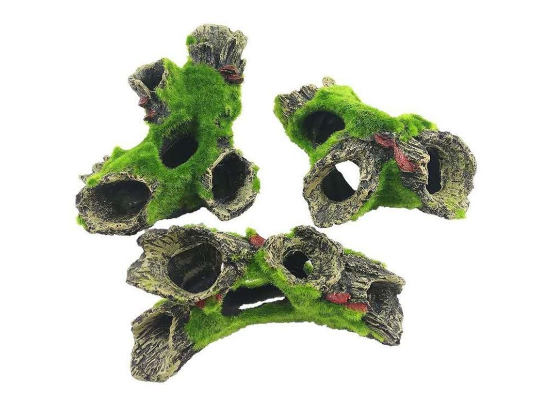 Decoraciones De Tronco De Árvore Para Aquário 3 Peças, Ornamentos De Resina Oca, Cavernas E Rochas Para Peixes