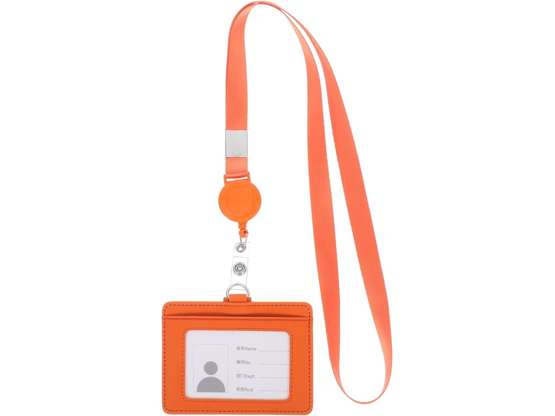 Lurelia Porta-crachá Ajustável Vertical Horizontal Em Couro Pu Dourado Para Escritório E Eventos
