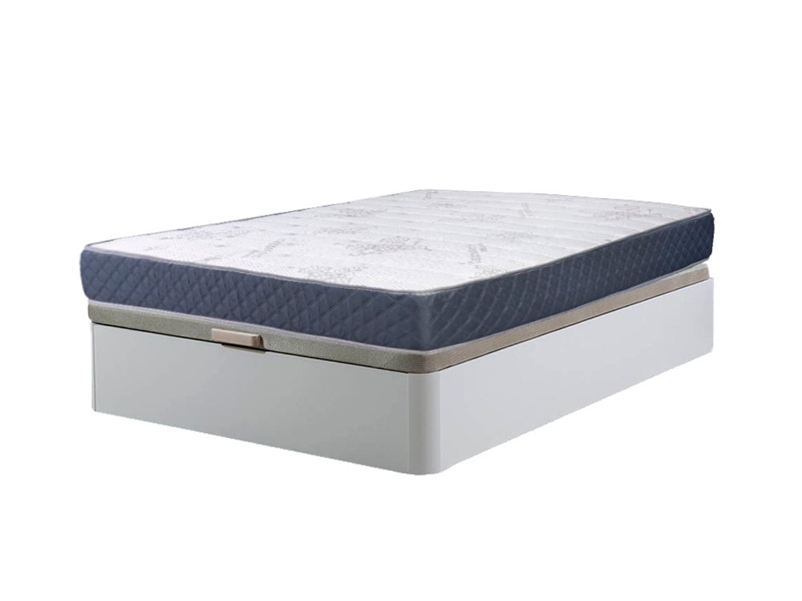 Sommier Atenas Branco 105X190Cm Colchão Viscoelástico 23Cm SALDOSYSTOCKS