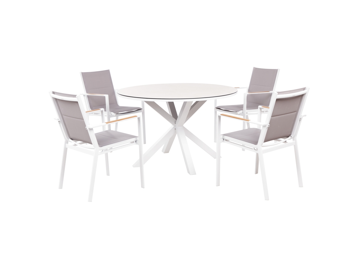 Conjunto De Refeição De Jardim Com Cadeiras Beliani Maletto/busseto De Alumínio Cinzento 120x120x75