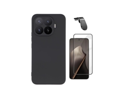 Kit Vidro Temperado Capa Silicone Líquido Suporte L Phonecare Para Xiaomi 17t 5g - Preto