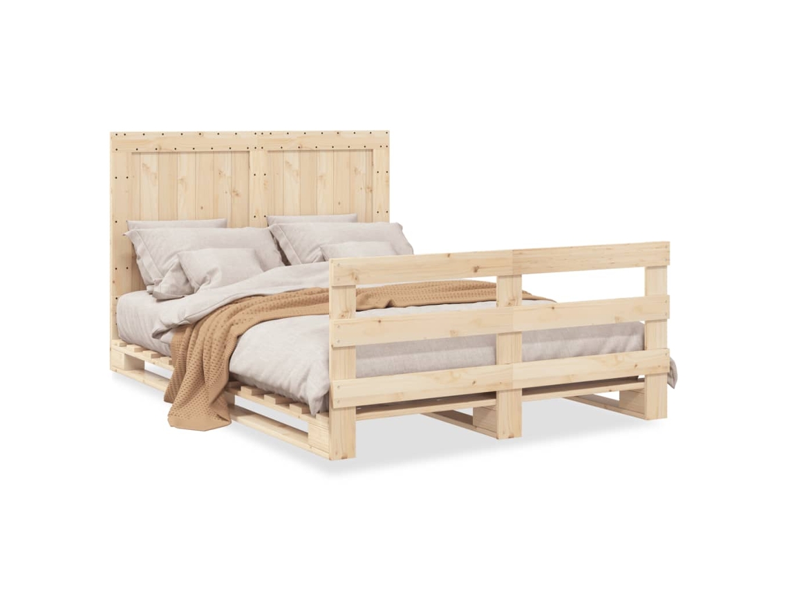 Bed Frame, Bed Frames Vidaxl Marrom Madeira De Pinho (140 X 200 Cm)