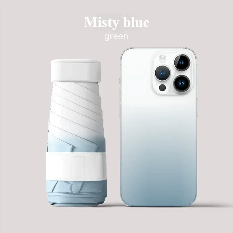 Guarda-sol (azul Claro 6k) Com Proteção Uv, Mini E Portátil, Com Design Dobrável Em Seis Partes.