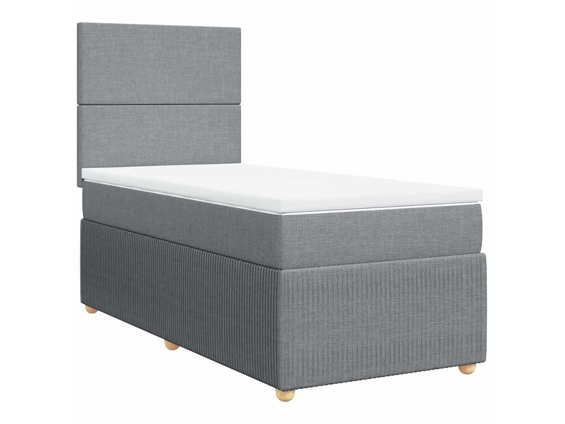 Cama com Molas e Colchão Tecido Cinzento Claro MAISON EXCLUSIVE (100x200 cm)