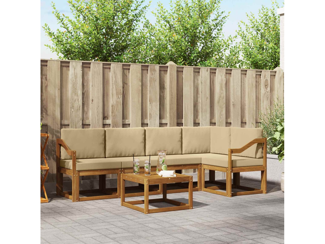 Vidaxl Conjunto De Sofás Para Exterior 6 Pcs Natural E Bege