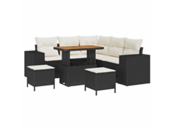Maison Exclusive - Conjunto De Sofá De Jardim 8 Pcs Preto E Creme Vime Pe