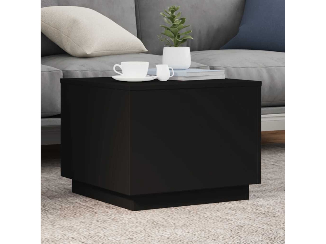 Vidaxl Mesa De Centro Com Luzes Led 50x50x40 Cm Preto