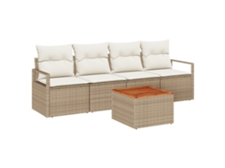 Conjunto 5 Conjunto De Sofá De Jardim Vidaxl Bege Vime Pe (230 X 62 X 69 Cm)