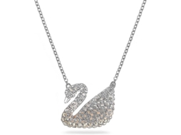 2026 collar Colección Cisne Icónico para Mujer Con Cristales Negros Y Cadena Plateada En Tonos Dorado Rosa