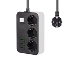Tomada Universal Com Interruptor, Cabo De 1,8 M, 3 Portas Usb E Filtro De Rede. Aquaforge