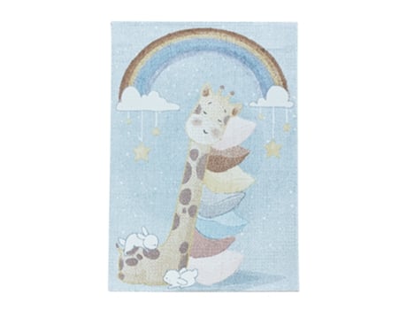 Lucky Girafa Tapete Infantil Pelo Curto Retangular 140x200cm Azul