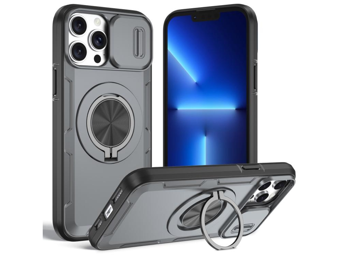 Capa Zruxe Compativel Com Iphone 13 Pro (magsafe - Suporte Giratorio - Cinza)