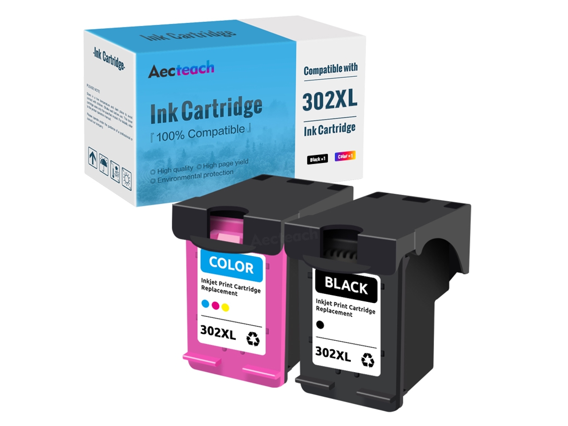 2set-aecteach Compatível Para Hp 302 Xl Cartucho De Tinta Deskjet 2130 2135 1110 3630 3632 3830 3831 3833 4650 4654 4657 4510 Impressora