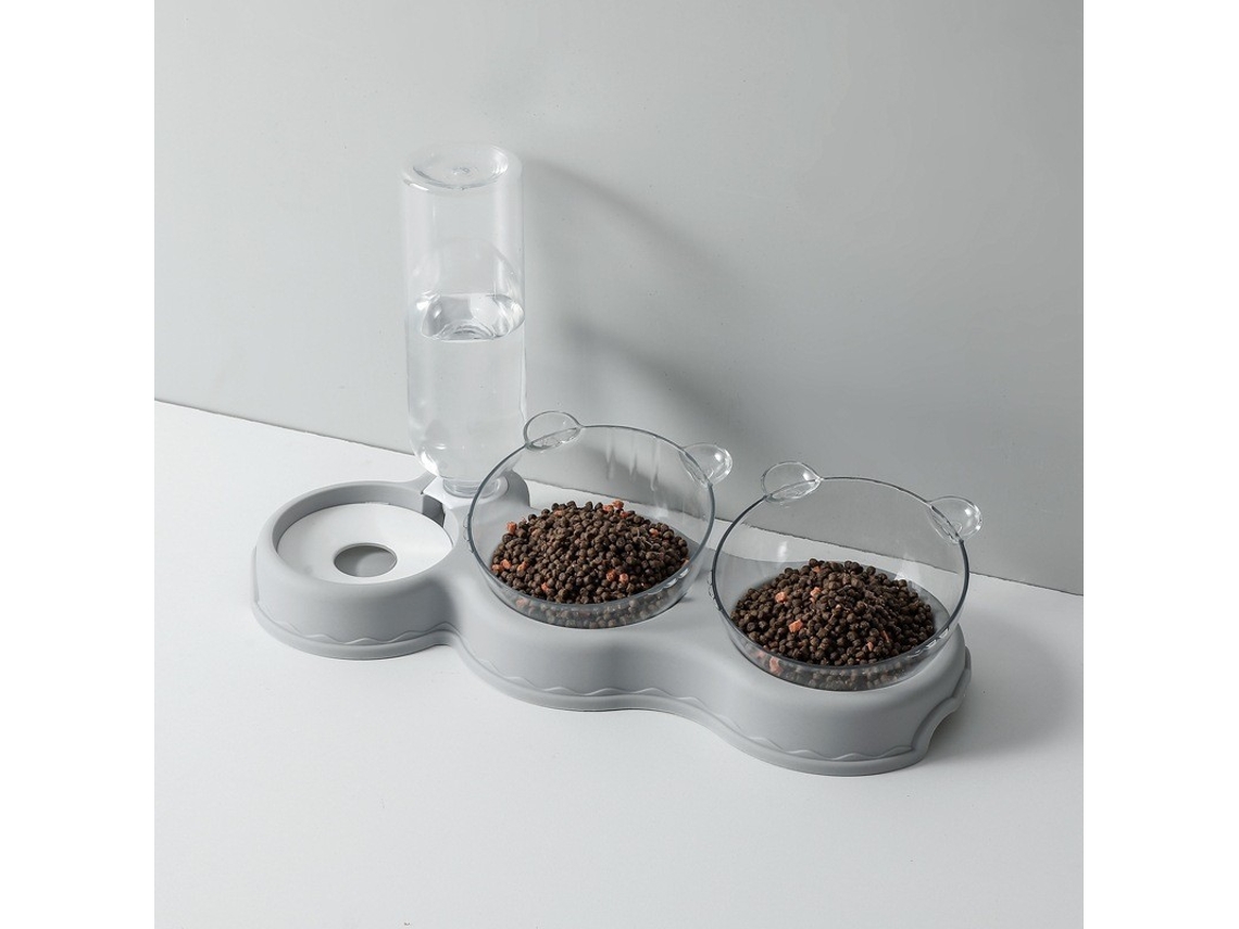 Conjunto de Três Tigelas para Comida de Gato, com Sistema de Gravidade para Água e Ração AQUAFORGE