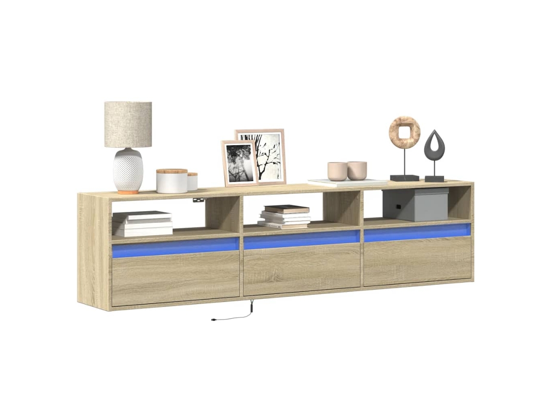 Vidaxl Móvel De Parede P/ Tv C/ Luzes Led 180x31x45 Cm Carvalho Sonoma