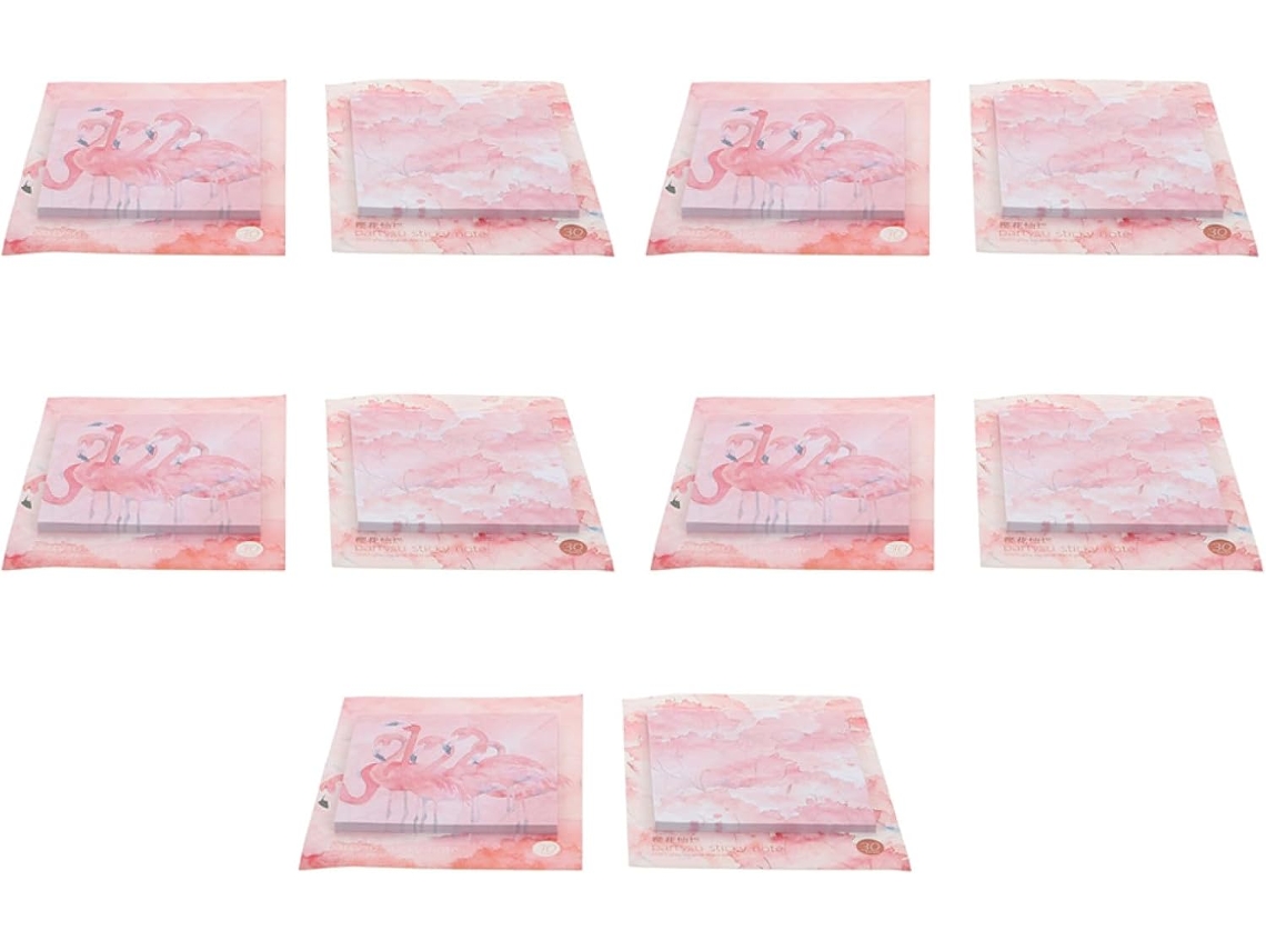 Autocollants Créatifs Flamant Rose Capacité Suffisante En Papier 10 Pcs Notas Faciles À Utiliser Pour Bureau