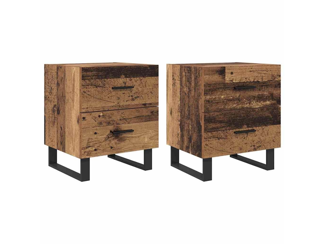 Conjunto de Guarda-Roupa Cabeceira com Gaveta 2 Peças Madeira Velha e Castanho MAISON EXCLUSIVE