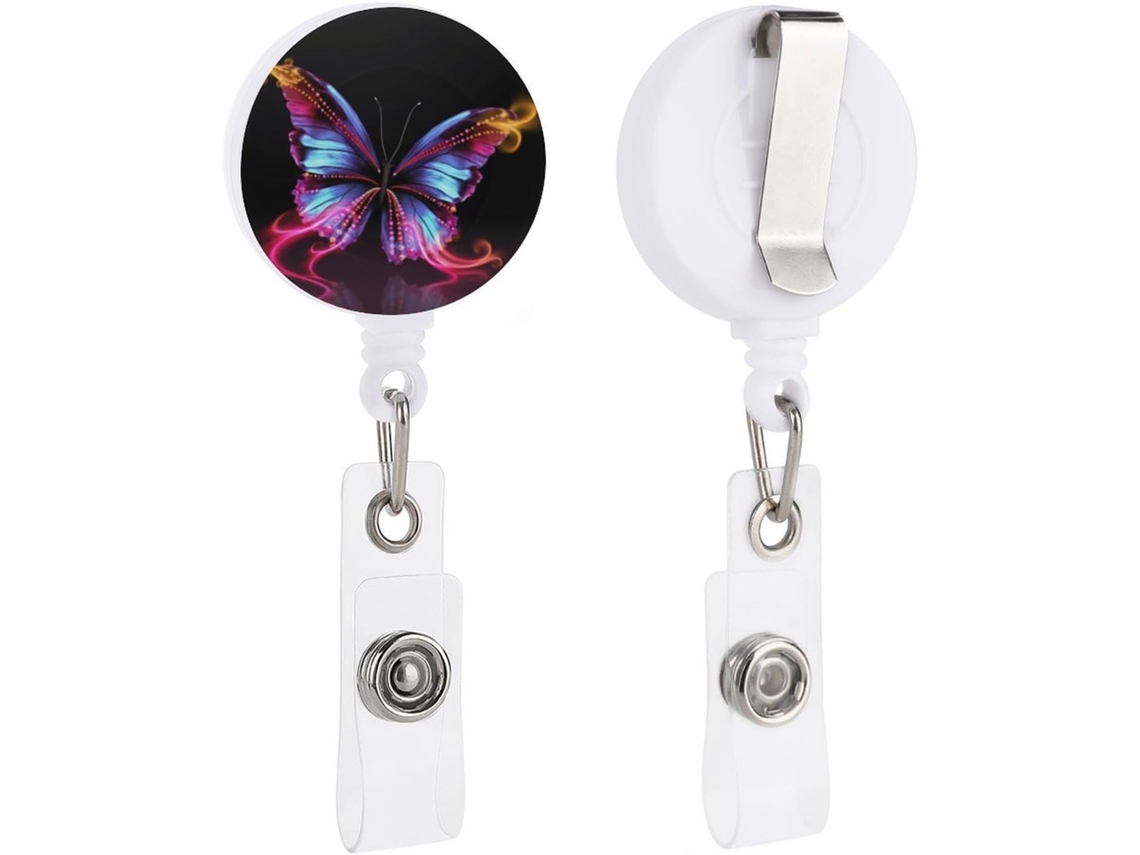 Porta Crachá Retrátil Com Clipe Jacaré, Chaveiro, Porta Crachá, Dançarina, Borboleta, Identificação Com Nome,